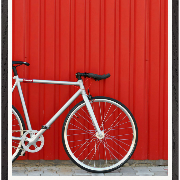 Galrie Modern Minimalist Bicycle Against Red Wall Art Print Photography, Black Frame, 70 x 100cm (28 x 40inch)