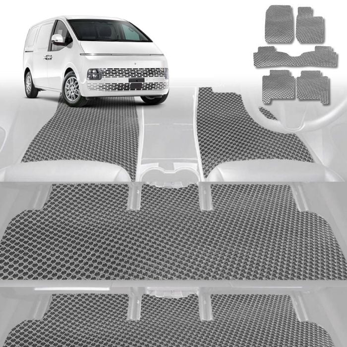 6D Diamond Car Floor Mats for Hyundai Staria 2021-Current-Ultimate Set-Grey-Outback GT