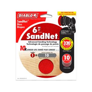 Diablo 150mm 320 Grit SandNET Orbital Discs With Connection Pad - 10 Pack