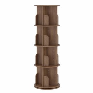 Ufurniture Rotating Bookshelf 4-tier Wooden Bookcase Corner Standing Display Shelf Organizer Cd Storage Rack Brown