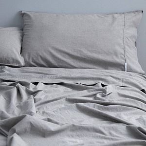 Canningvale King Bed Vintage Softwash Cotton Fitted Sheet Set Smokey Grey