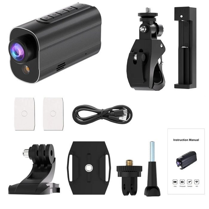 NNEOBA 5K Action Camera with LED Light 64GB Included Black