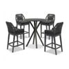 Houston Outdoor 90cm Round Aluminium Bar Table Charcoal With 4 Hugo Stools & Carbon Grey/Denim Grey Cushions