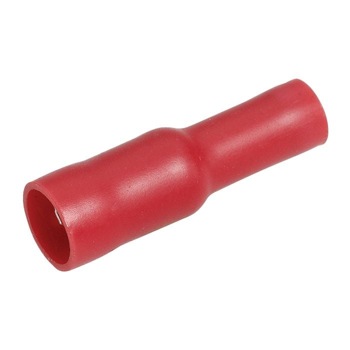 Narva 2.5-3 / 4mm 5/32" Red Double Crimped Flared Vinyl Insulated Female Bullet Terminal - 12 Pack