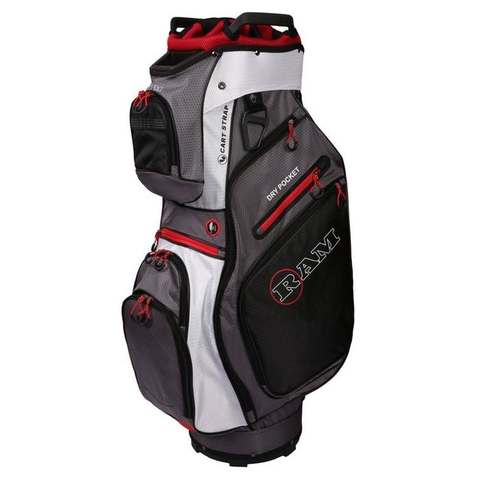 Ram Golf Fx Deluxe Golf Cart Bag With 14 Way Divider Top - Grey/white/red