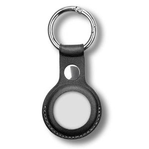 MEZON Black PU Leather Protective Case Holder for Apple AirTag with Keychain Ring