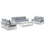 Kansas 3+2+1+1 seater Outdoor Aluminium Lounge Set with Coffee Table White - Navy Stripe