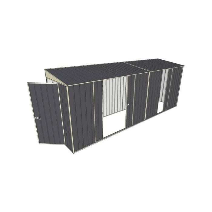 Build-A-Shed 1.2 x 5.2 x 2.0m Skillion Double with Single Sliding Side Doors Shed - Grey
