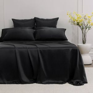 Bedding Co. Sheet Set 100% Mulberry Silk 22 Momme Black King