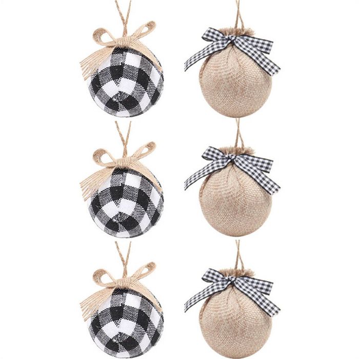 Catzon 6 Pcs Christmas Ball Ornaments 8CM with Pine Cones and Greenery for Xmas Party-Set 7