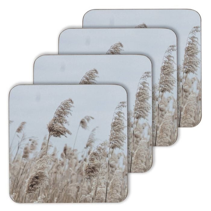 4pc Ladelle Hardboard Cork Backed Wheat Drink Coasters