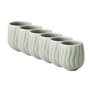 6pk Ecology Ritual Rippled Porcelain Cuddle Mug Willow Green 200ml