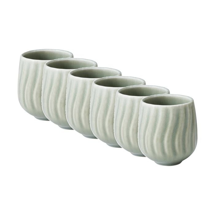 6pk Ecology Ritual Rippled Porcelain Cuddle Mug Willow Green 200ml