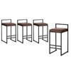 Oikiture 4x Bar Stools Counter High Chair Leather Brown