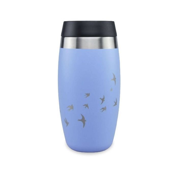 O'helo Blue Tumbler With Etched Swallows 400ml