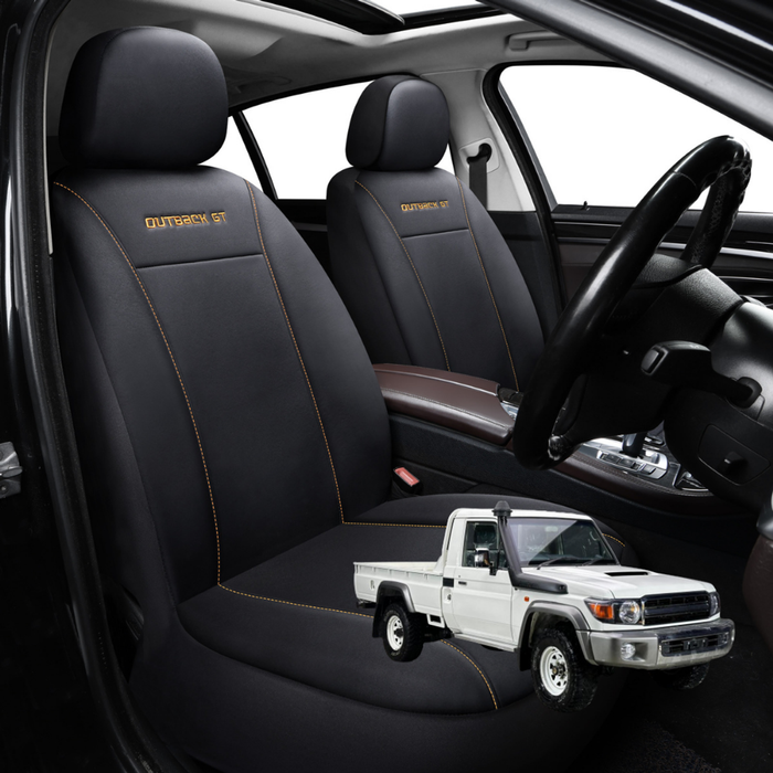 Car Seat Cover for Toyota LandCruiser 70 Single Cab 2012 - Current  - Black-Front Only