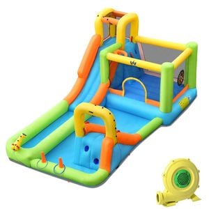 Costway Inflatable Water Slide Park Bounce House Splash Pool W/blower