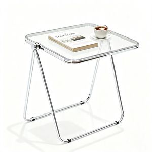 Alston Transparent Acrylic Folding Table Clear Heat-resistant Tabletop Metal Frame