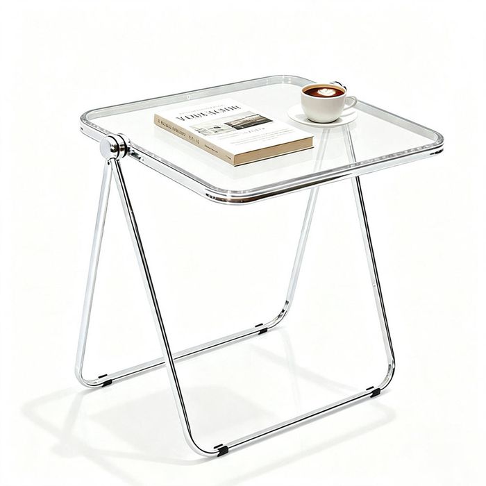 Alston Transparent Acrylic Folding Table Clear Heat-resistant Tabletop Metal Frame