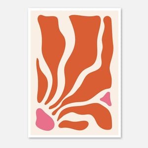 Galrie Vibrant Abstract Orange and Pink Minimalist Art Print for Modern Decor, Poster Only, A0 84 x 119cm (33 X 47inch)