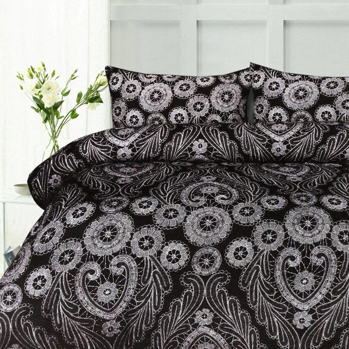 Big Sleep Batik Black Quilt Cover Set Double - Bunnings Australia