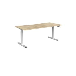 Olg Agile Motion Plus Square Leg White Frame New Oak Ravine Top Scallop Height Adjustable Desk L1800mm X W750mm