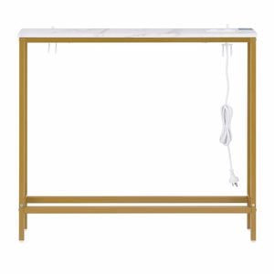Artiss Console Table Charging Station Marble White & Gold