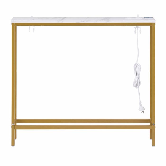 Artiss Console Table Charging Station Marble White & Gold