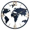 Salesbay 60cm Silent World Map Wall Clock Black Gold Metal Globe Design Decor