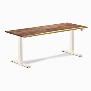 Desky Dual Hardwood Sit Stand Desk Wheat Frame 180cm