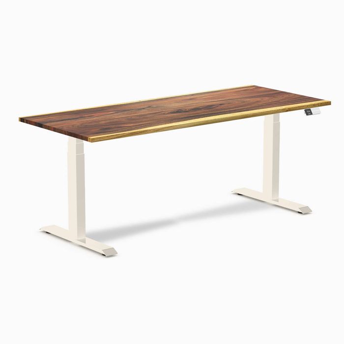 Desky Dual Hardwood Sit Stand Desk Wheat Frame 180cm
