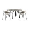 Supreme 5pc Set 120cm Round Dining Table Chair Faux Marble Melamine Top Stone Grey