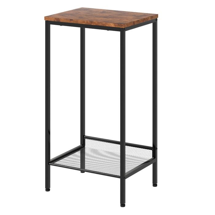 Levede 2-Tier Industrial Tall Bedside Table in Brown Colour