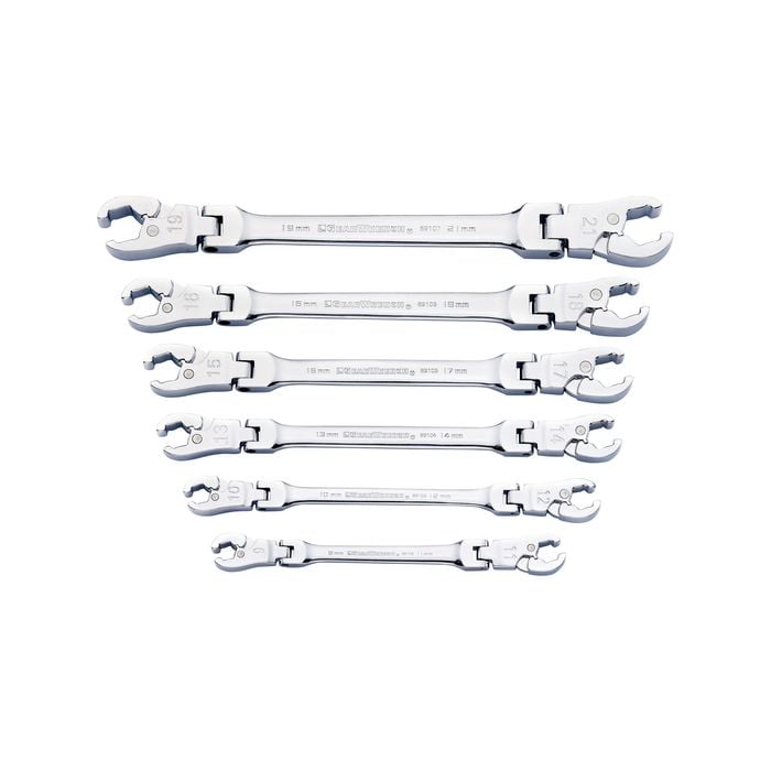 GEARWRENCH 6 Piece Ratcheting Flex Head Flare Nut Metric Wrench Set