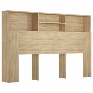 vidaXL Headboard Cabinet Home Organiser Wall Bookcase Shelf Sonoma Oak 160 cm