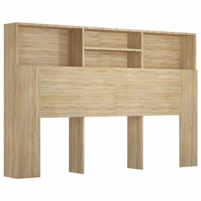 vidaXL Headboard Cabinet Home Organiser Wall Bookcase Shelf Sonoma Oak 160 cm