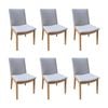 Japandi 6pc Set Leather Seat Dining Chair Pewter Grey