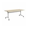 Olg Uniflip Table White Frame Nordic Maple Top 1200mm Diameter