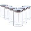 Argon Tableware Glass Storage Jar - Silver Lid - 1l - Modern Round Scandi Organisation Container Glass Jar - Set Of 6