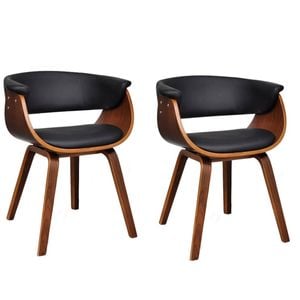 vidaXL 2x Dining Chairs with Bent Wood Frame Artificial Leather Kitchen Seats