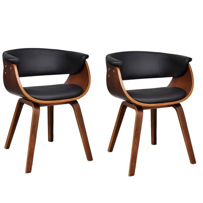 vidaXL 2x Dining Chairs with Bent Wood Frame Artificial Leather Kitchen Seats