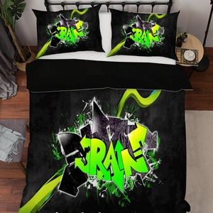 3D Black Green Graffiti Quilt Cover Set Bedding Set Pillowcases 18