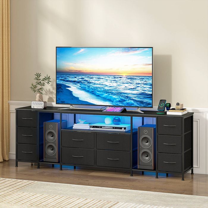 Advwin 180cm TV Cabinet LED Entertainment Unit Stand w/ Power Outlet ...