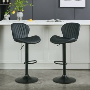 Homfurn Set of 2 Modern Faux Leather Swivel Bar Stools