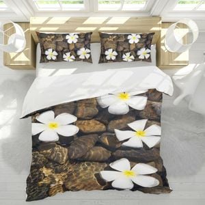 3D Petals Stone 224 Bed Pillowcases Quilt Queen Size