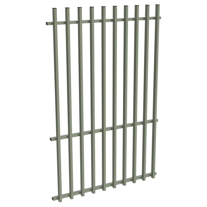 ProtectorAl 0350-1200W x 1800H Pale Eucalypt Aluminium Batten Pool Fence Panel with Mid Rail