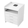 Levede Wireless Charging Bedside Table Rgb Light Human Sensor 3 Drawers White