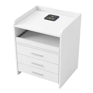 Levede Wireless Charging Bedside Table Rgb Light Human Sensor 3 Drawers White