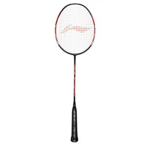 Li-Ning Turbo 99 Carbon Fibre Strung Badminton Racket with Full Racket Cover (Black/Red)|Maximum String Tension - 30lbs