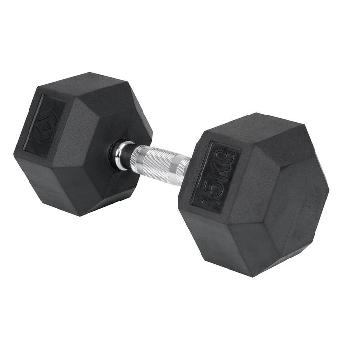 Ultimate 339 x 155 x 134mm 15kg Black with Chrome Handle Hex Dumbbell